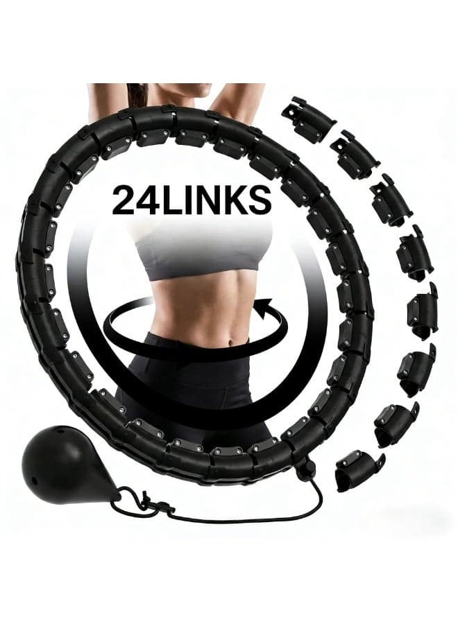CKIKH Smart Weighted Hula Hoop with Massager, Adult Hula Hoop Fitness Ring; Smart Waist Belt, Silent Hula Hoop with Weighted Balls, and 24 Detachable Knots.