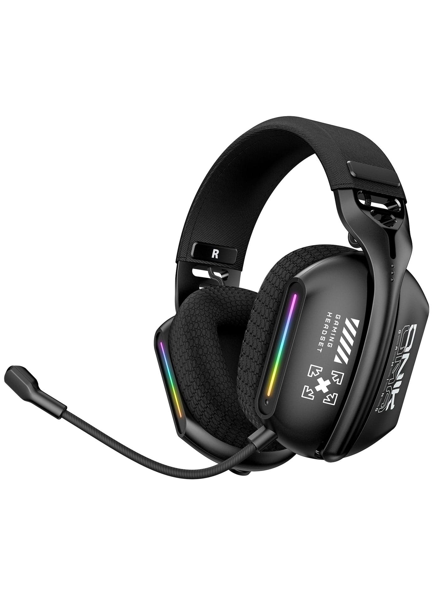 GT808 Wirless Gaming Headset with Microphone for PS5, PS4, PC, Mobile, Switch,Phone,Mac,Laptop: 2.4GHz Wireless + Bluetooth 5.3 + Wired - 40mm Drivers - RGB Light,Black
