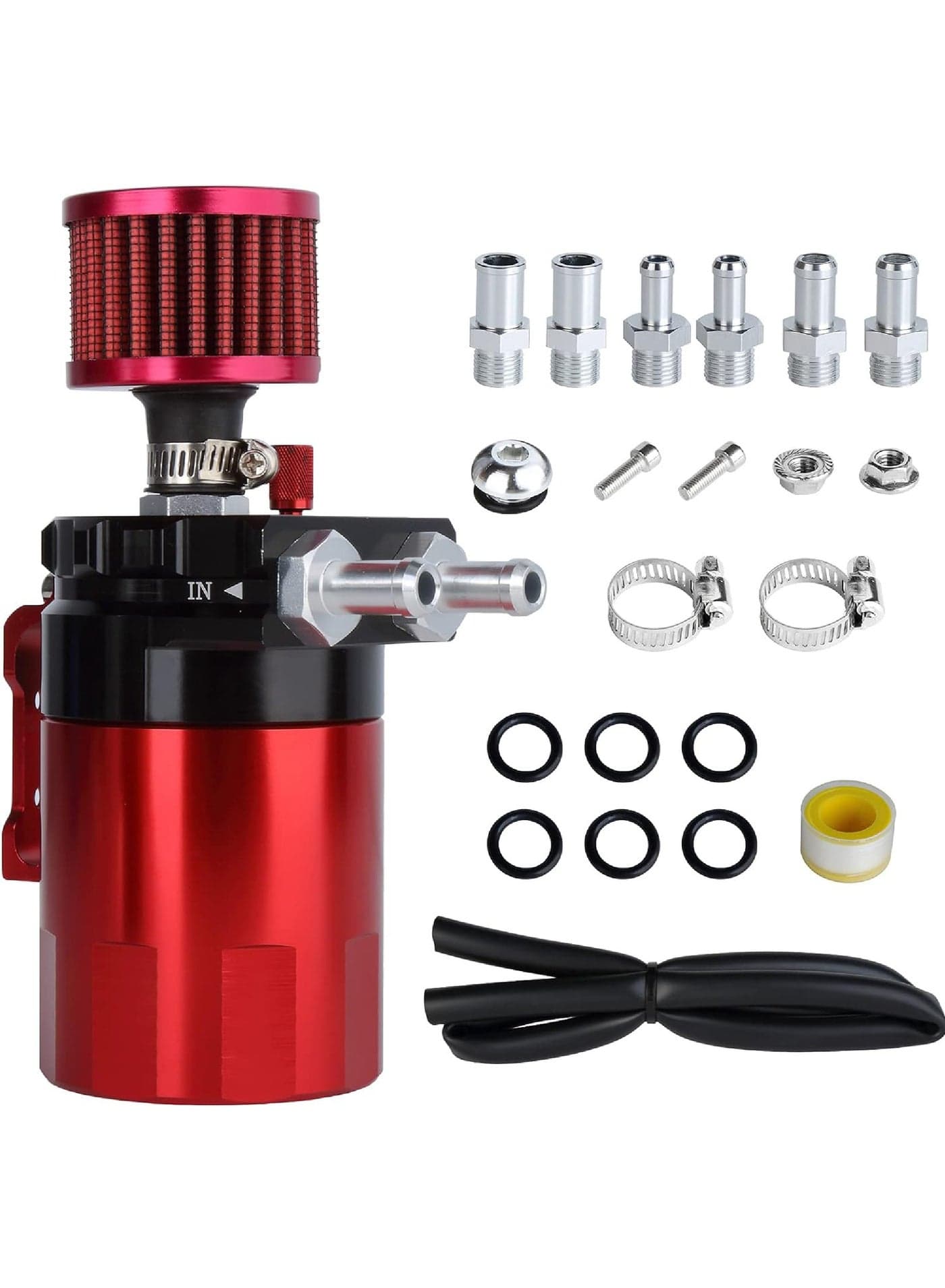 Universal Car Oil Catch Can Kit Polish Baffled Automotive Reservoir Tank 300ml with Breather Aluminum Compact Dual Cylinder