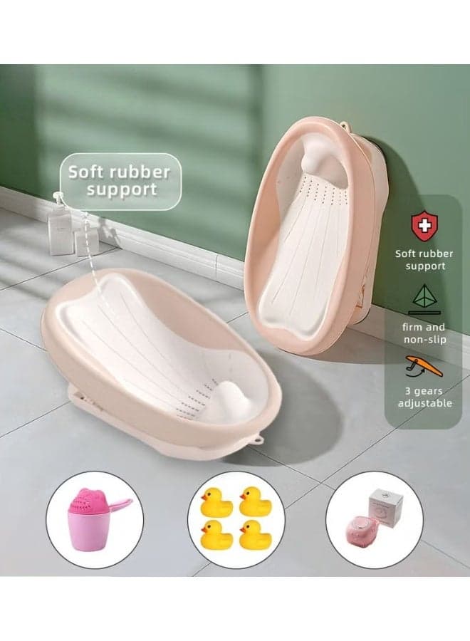 Foldable Baby Bath Chair, With Washing Hair Shower Shampoo Cup, For Newborn to Toddler, Infant Bather Support Use in the Sink or Bathtub, Includes 3 Reclining Positions
