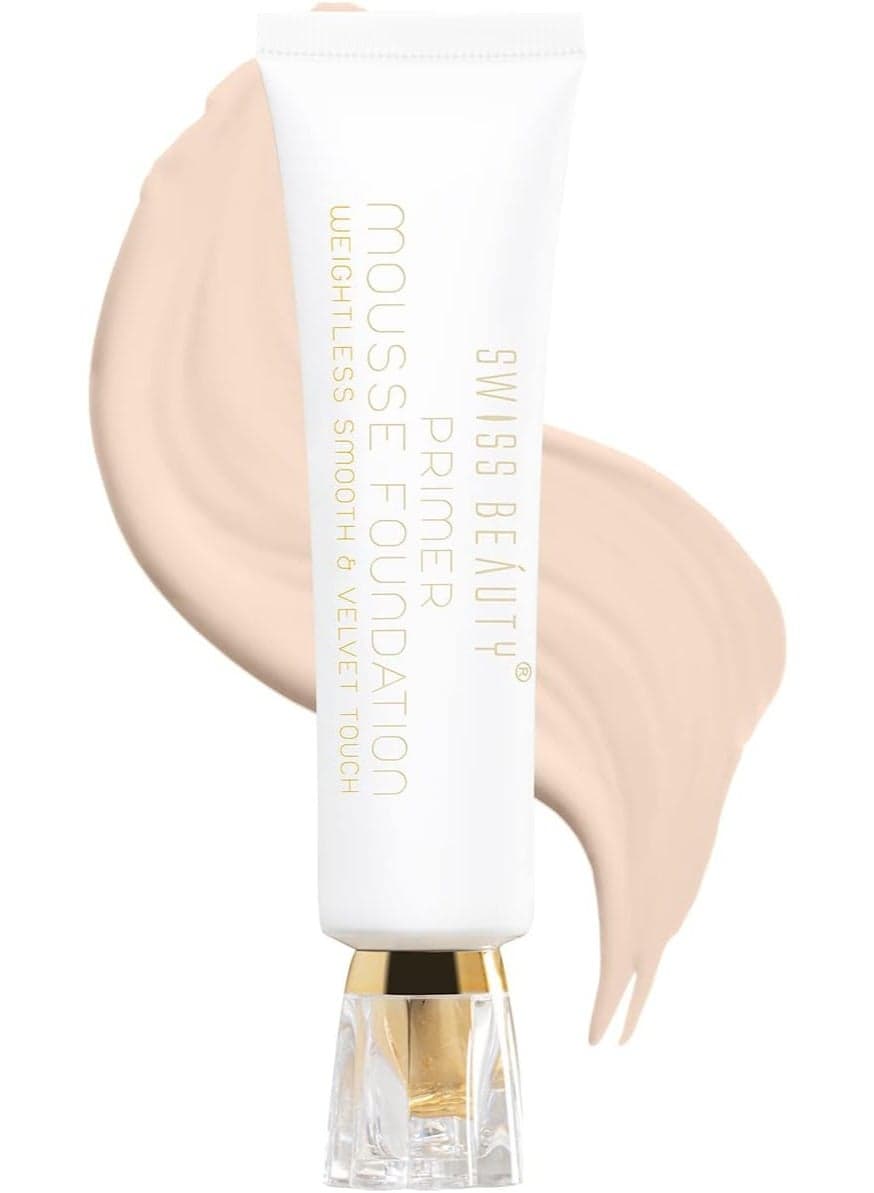 SWISS BEAUTY Primer Foundation Weightless Smooth & Velvet Touch, Face MakeUp, White Ivory, 30ml