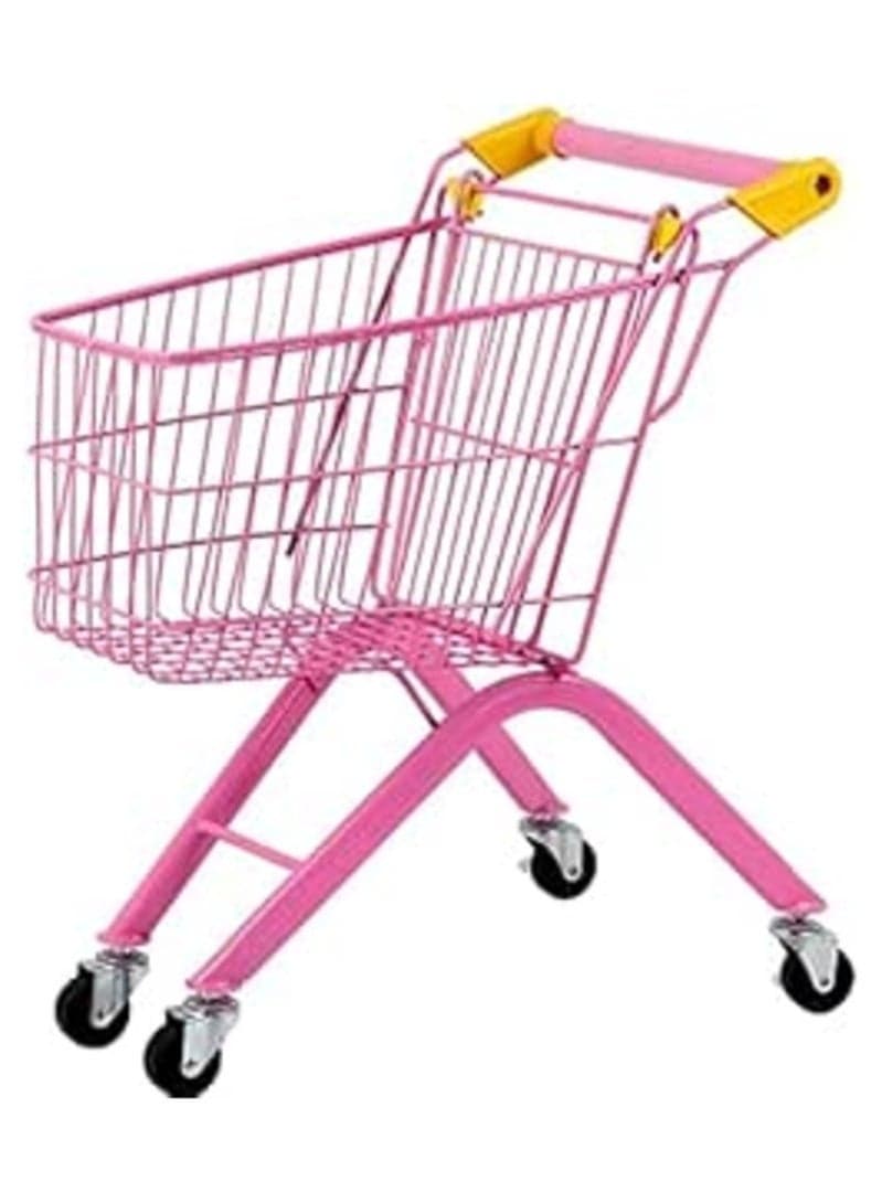 Kids Iron Shopping Cart, Mini Supermarket Shopping Cart for Kids, Sturdy Metal Frame Shopping Cart Toy, Pretend Play Shopping Cart for Kids Ages 3 and Up