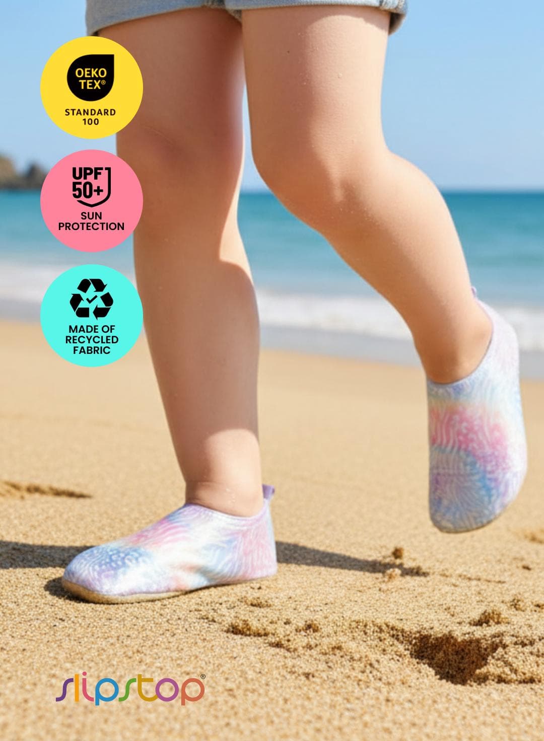Slipstop Blend Kids Non Slip Water and Beach Shoes Lightweight Quick Dry Swim Ready Footwear for Babies and Children