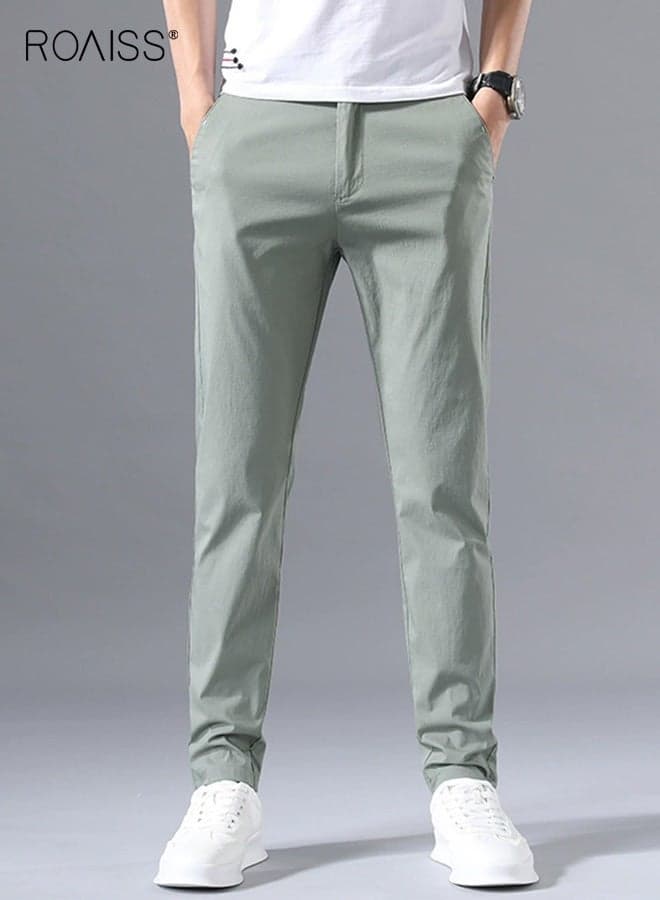 Casual Pants for Men Casual Pants Men Cotton Straight Business Formal Summer Trousers Stretch Pant Clothing Male for Daily Work Commutes Relaxed Straight-Leg Fit