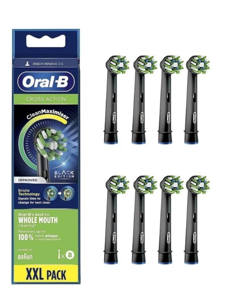 Oral-B Sensitive Clean Electric Toothbrush Head, X-Shaped & Extra Soft Bristles for Gentle Brushing & Plaque Removal, Pack of 8 Toothbrush Heads, Black (Packing May Vary)