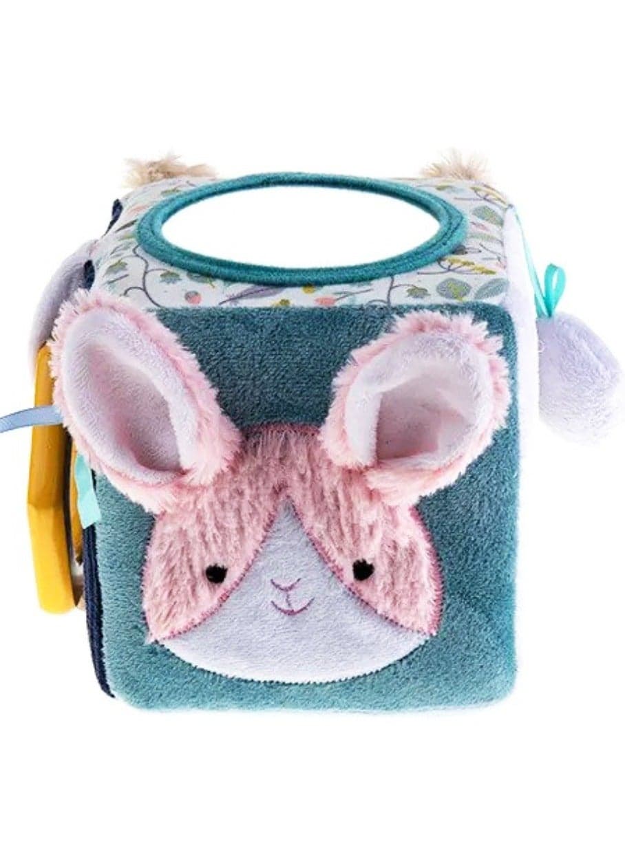 Soft Plush Cube Baby Ball with Rattle (14cm) - Textured Sensory Developmental Toy for Infants, Newborns, and Toddlers - Perfect for Hand-Eye Coordination & Playtime