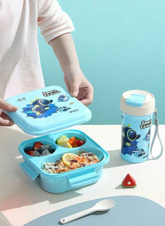 Lunch Boxes with Water Cup Set for Kids, Bento Box for Children's School with 3 Compartments, Leak-Proof Lunch Food Container