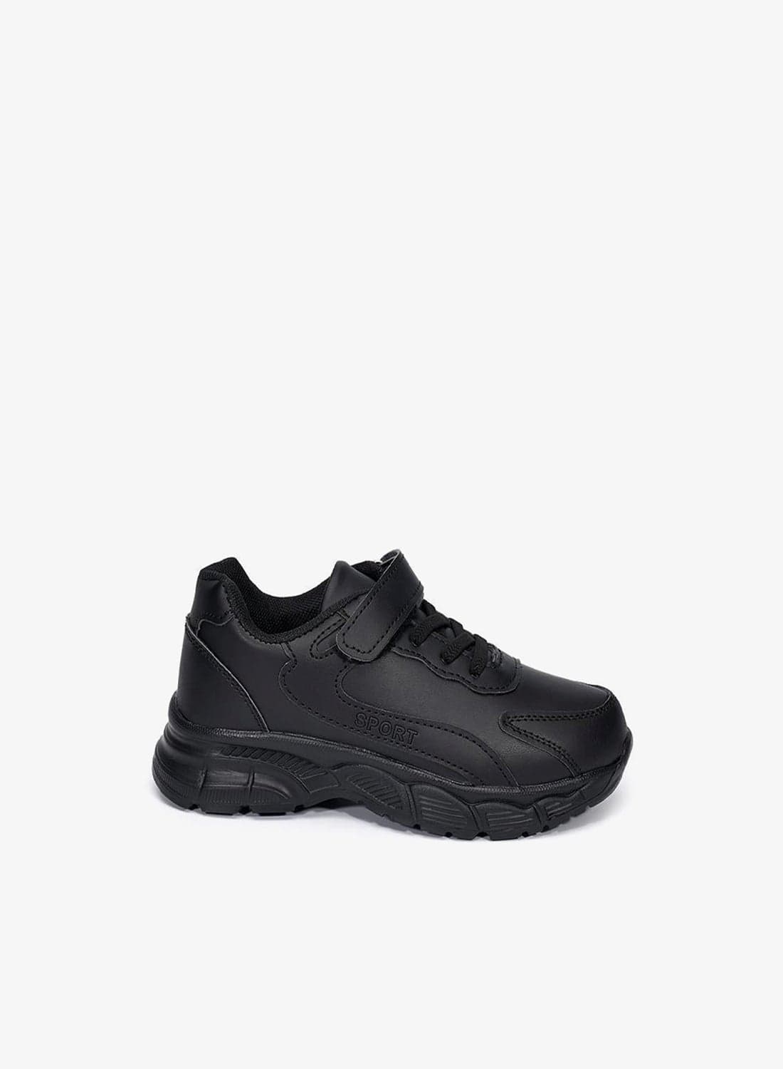 Black School Sport Shoes with Velcro for Kids