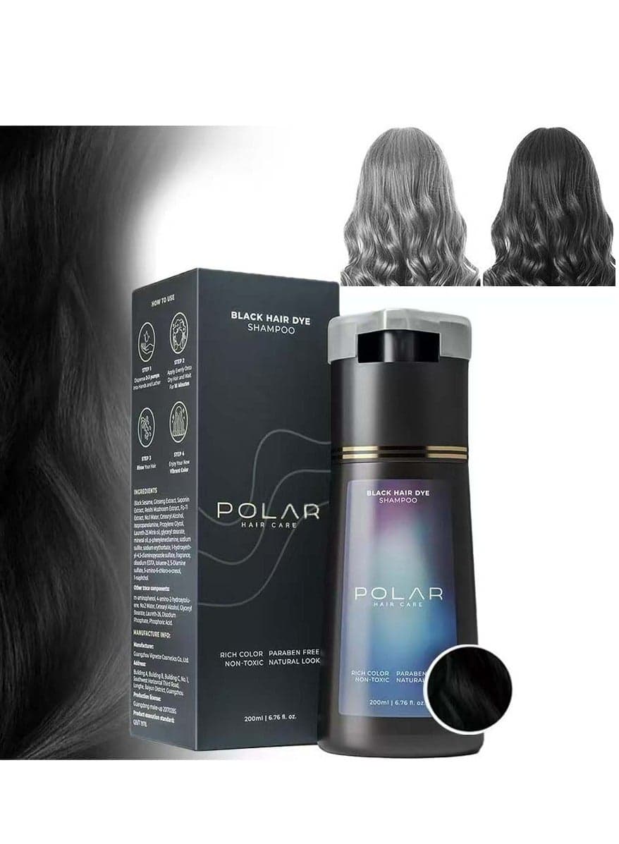 Hair Care Shampoo, Polar Hair Care Instant Dye Shampoo, Polar Hair Care Dye Shampoo (Black)