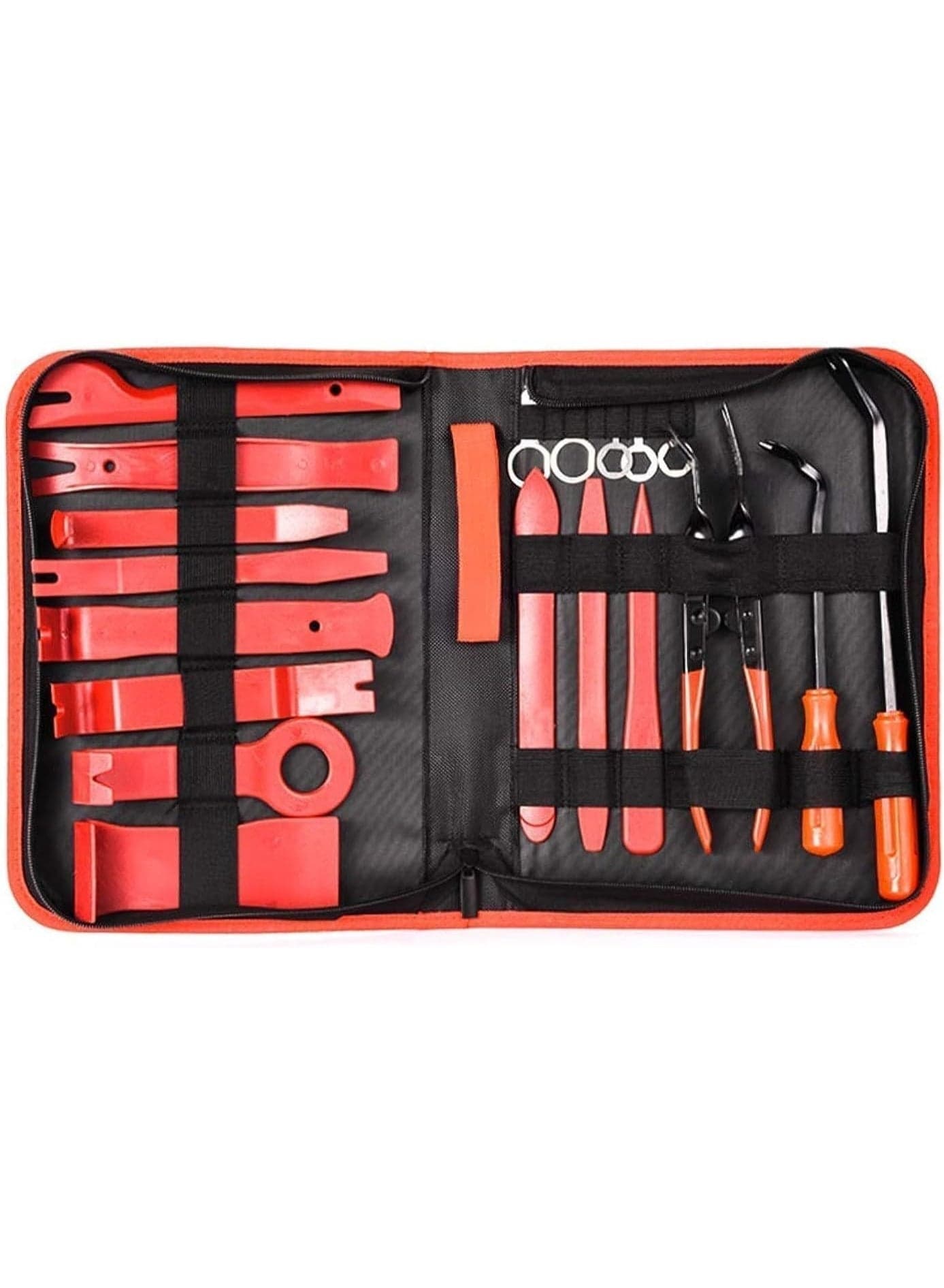 19Pcs Auto Audio Trim Removal Tool Set & Clip Plier Upholstery Fastener Remover Nylon Dash Door Panel Stereo