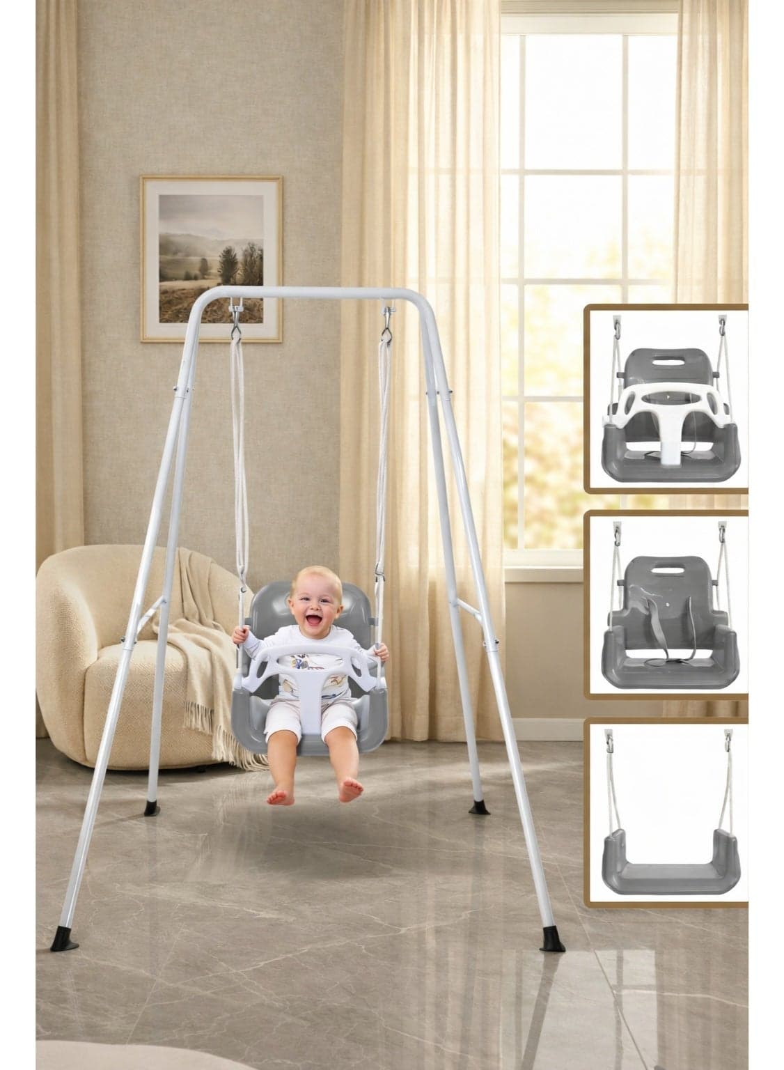 Toddler Swing, 3-in-1 Swing Sets for Backyard, Baby Swing Outdoor/Indoor, Toddler Swing Set Suitable for Aged 6 Months to 10 Years Old