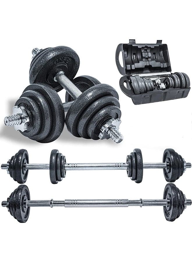 20KG Cast Iron Set Adjustable Dumbbell Set Hand Weight with Solid Dumbbell Handles Changed into Barbell