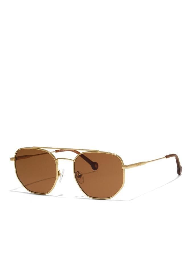 30Sundays VERBIER,Men Sunglasses, Aviator Sunglasses, UV Protection: UV400 (Gold,Brown)