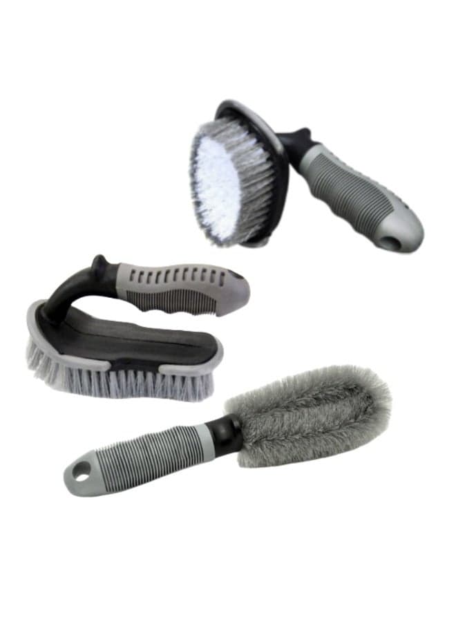 Car Wheel Brush Set, Three-Piece Cleaning Brushes, Durable Car Maintenance Tools, Easy-To-Use Auto Detailing Kit, Ideal for All Vehicle Types