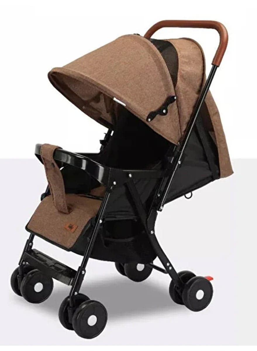 “Lightweight Foldable Baby Stroller with Adjustable Canopy & Reclining Seat | Compact Travel Pram for Infants & Toddlers with Storage Basket & 5-Point Safety Harness”