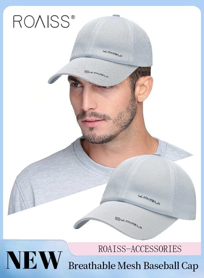 Summer Mesh Baseball Cap for Men Women Adjustable Breathable Cap Outdoor Sports Quick Dry Cool Running Hat Casual Trucker Hat White