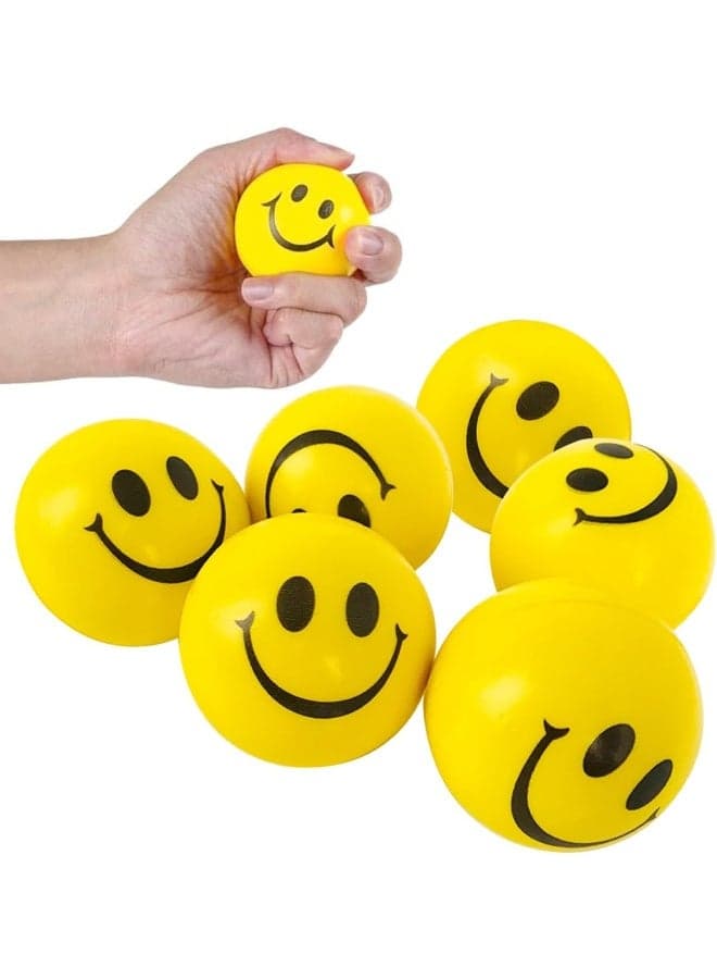 6 PCS Face Smile Stress Ball - Smiley Squeeze Ball | Hand Exercise | Stress Relief Ball | Perfect for Relieving Anxiety | 6.5cm | Yellow