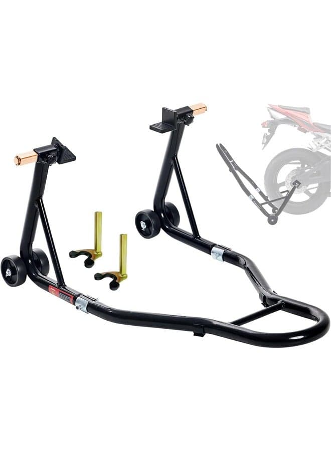 Motorcycle Stands, 500KG Capacity Front Rear Wheels Lift Combo with U L Adjustable Swingarm Spool, Heavy Duty Paddock Stands for BMW Suzuki Yamaha Honda Kawasaki, Black
