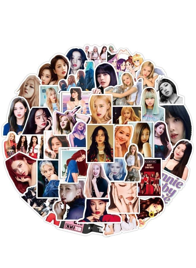 50-Piece Korean Girl Group BP Sticker, Premium Waterproof Vinyl Stickers Set, HD Fine Color Printing Trendy Aesthetic Stickers, Suitable for Laptop Skateboard Luggage Guitar DIY
