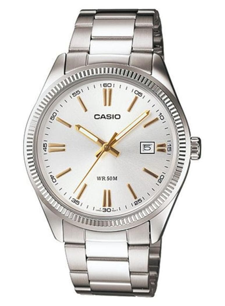 Men Enticer Water Resistant Analog Watch MTP-1302D-7A2VDF - 44 mm - Silver