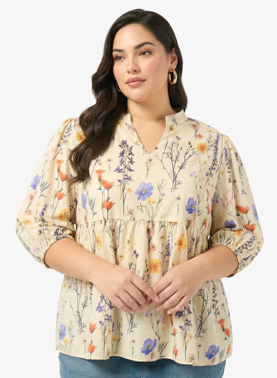 Floral Gather Detail Top