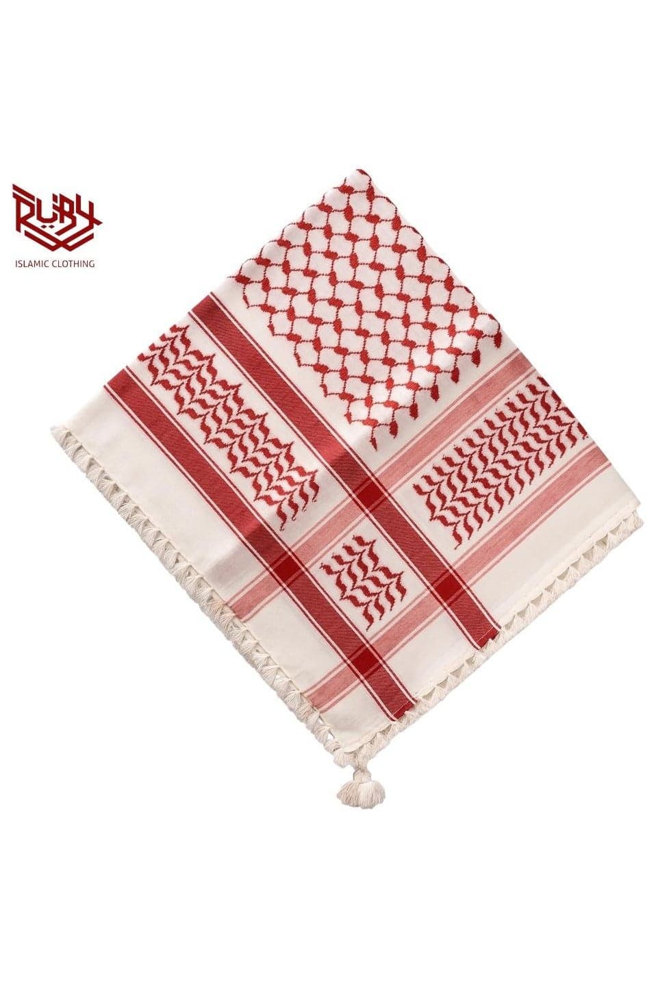 Youth Red & White Keffiyeh – Classic Middle Eastern Scarf for Kids