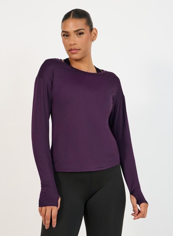 Double Layer Open Back Long Sleeves Yoga Top