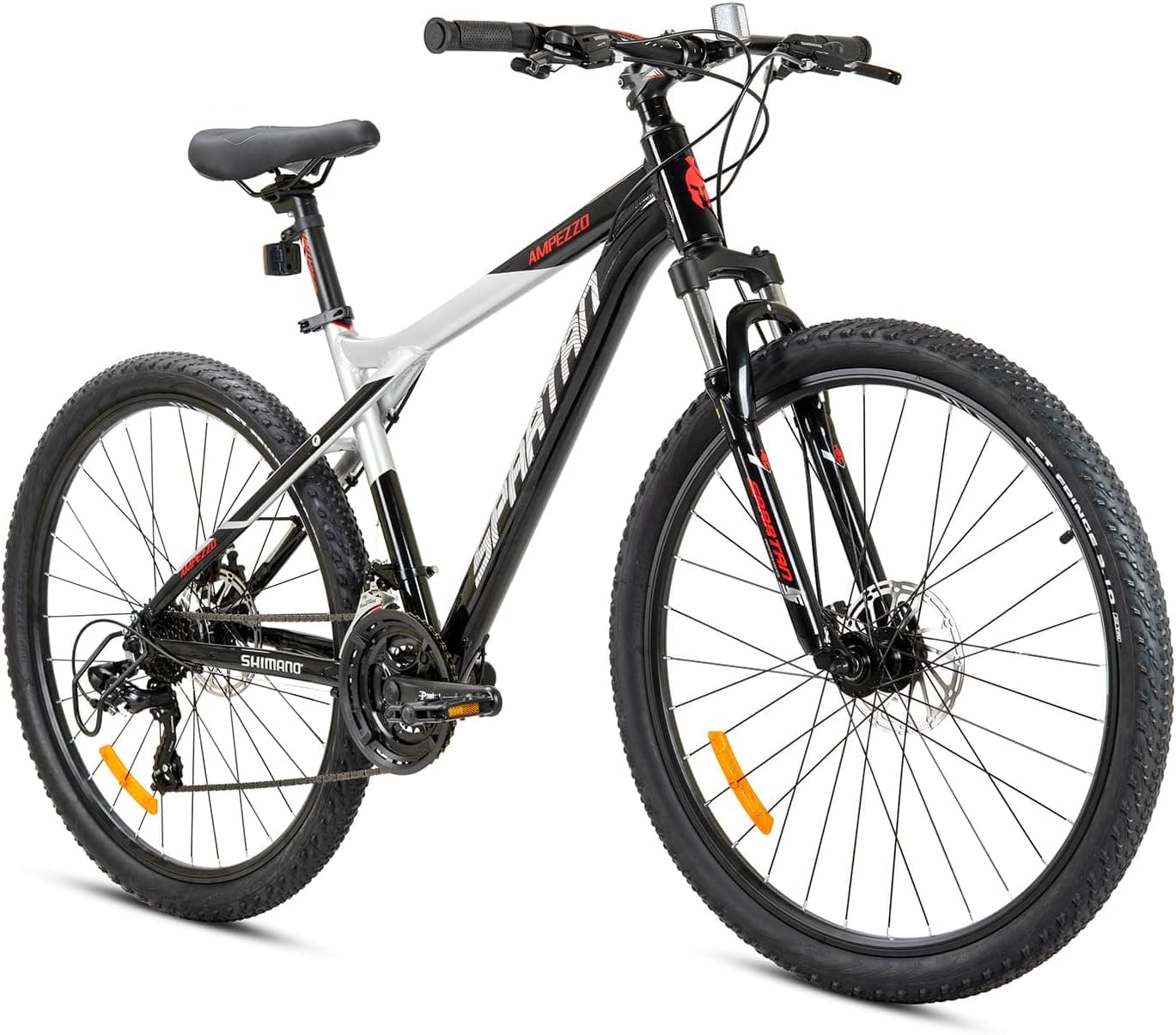 27.5-Inch Ampezzo Road Bike | 27.5-Inch Wheel Size | Alloy Frame | Shimano 21-Speed Drivetrain | Front Suspension, Disc Brakes & Double Wall Rims – Trail-Ready MTB | Asphalt Black