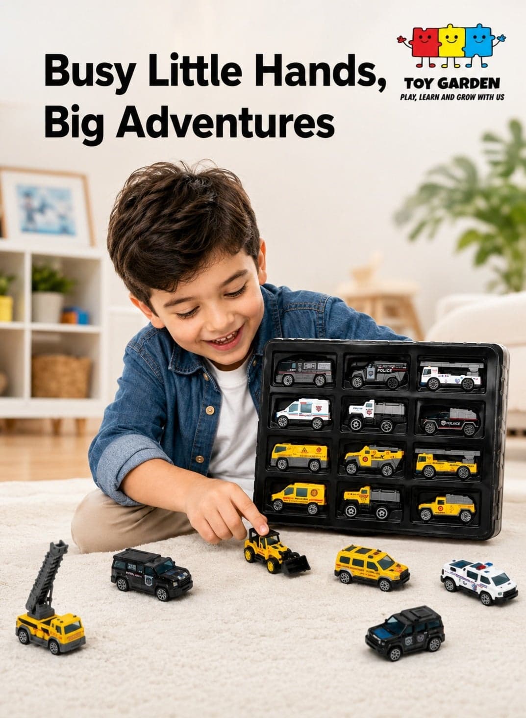 1:64 Diecast Alloy Police Car Toy Set – Sliding Engineering Vehicle Model for Boys, 1210-902