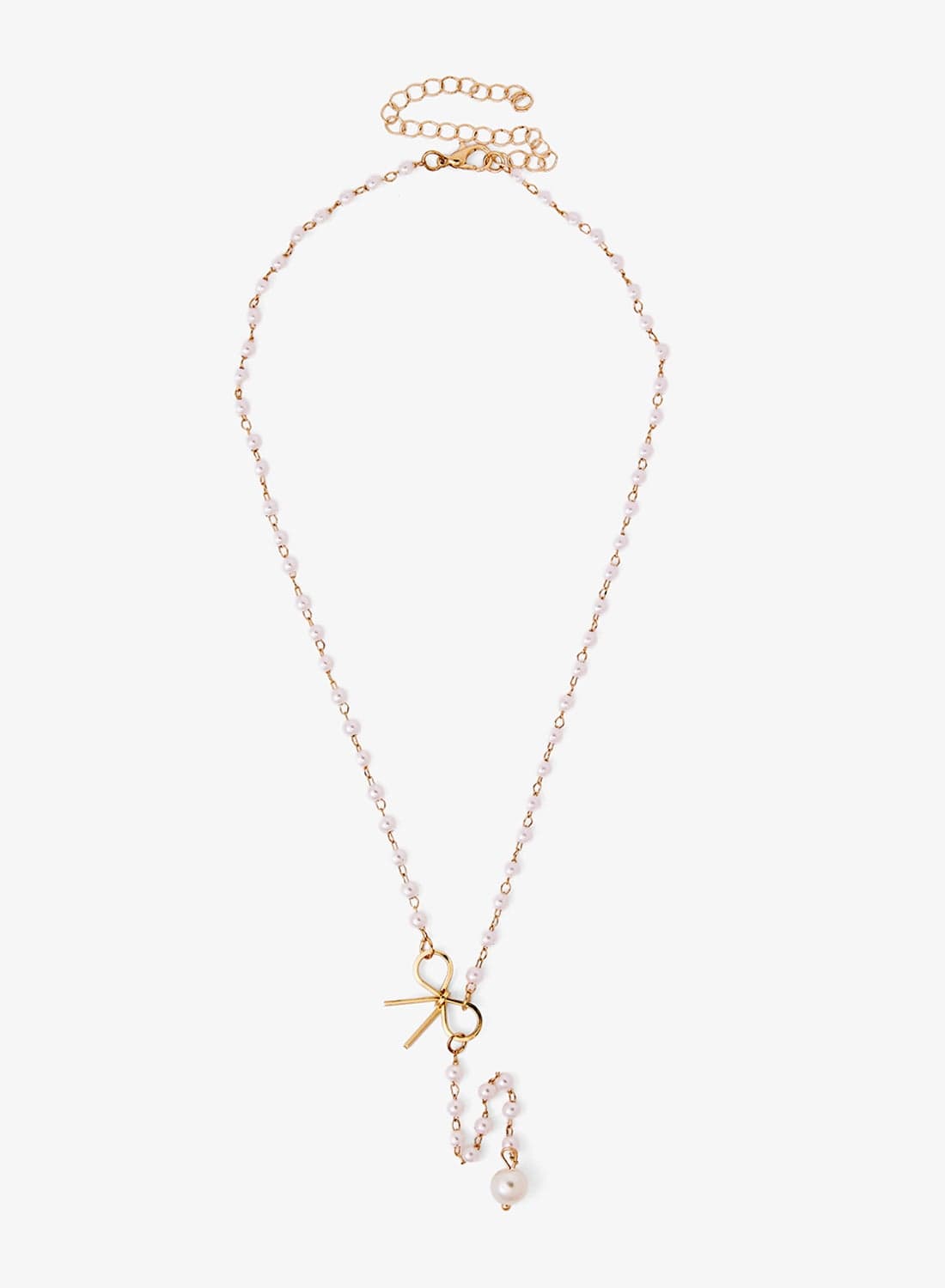 Pearl Bow Lariat Necklace