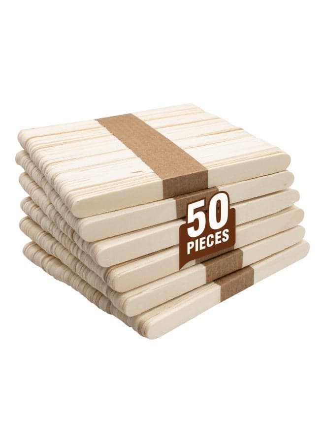Duravel Popsicle Sticks, 4.5 Inches, 50 Pieces, Wooden Craft Sticks for Ice Cream, Lollipop, Waxing, Resin Stirring, Kids Art Supplies