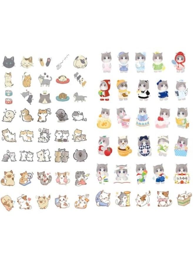 JZS Stickers for Water Bottles,4 Style Cute Cat Stickers Vinyl Aesthetic Waterproof Stickers Laptop Hydroflask Skateboard Computer Stickers for Teens Kids Girls 185 Seet,4 Box