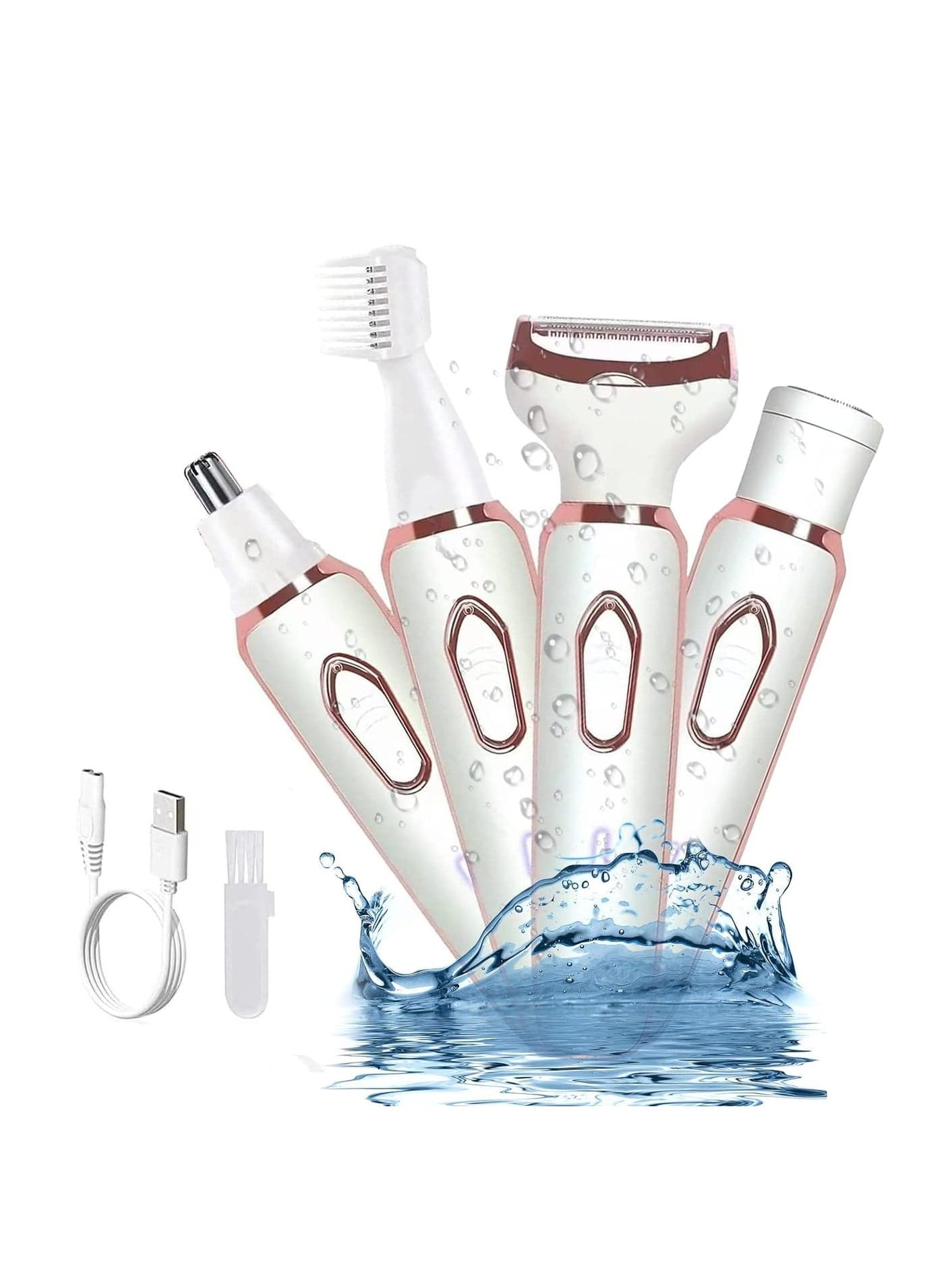 4 in 1 Eyebrow Trimmer Electric Shaver for Women USB Rechargeable Eyebrow Trimmer Painless Shaver Hair Clipper for Eyebrow and Sideburn and Bikini and Nose Hair