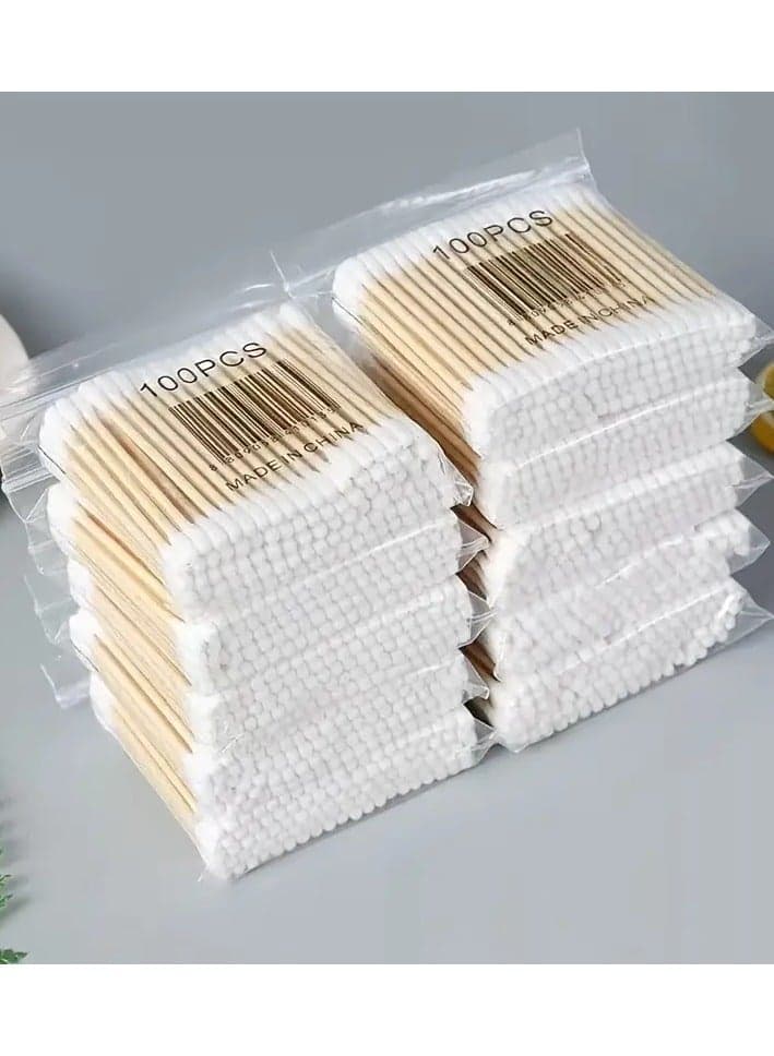 1000 pcs Double-Ended Ear Cleaning Swabs for Cleaning and Makeup Removal - Gentle on Skin