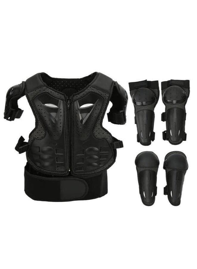 5Pcs Kids Motorcycle Protective Gear Adjustable Kids Dirt Bike Riding Gear for Chest Spine Back Shoulder Arm Elbow Knee