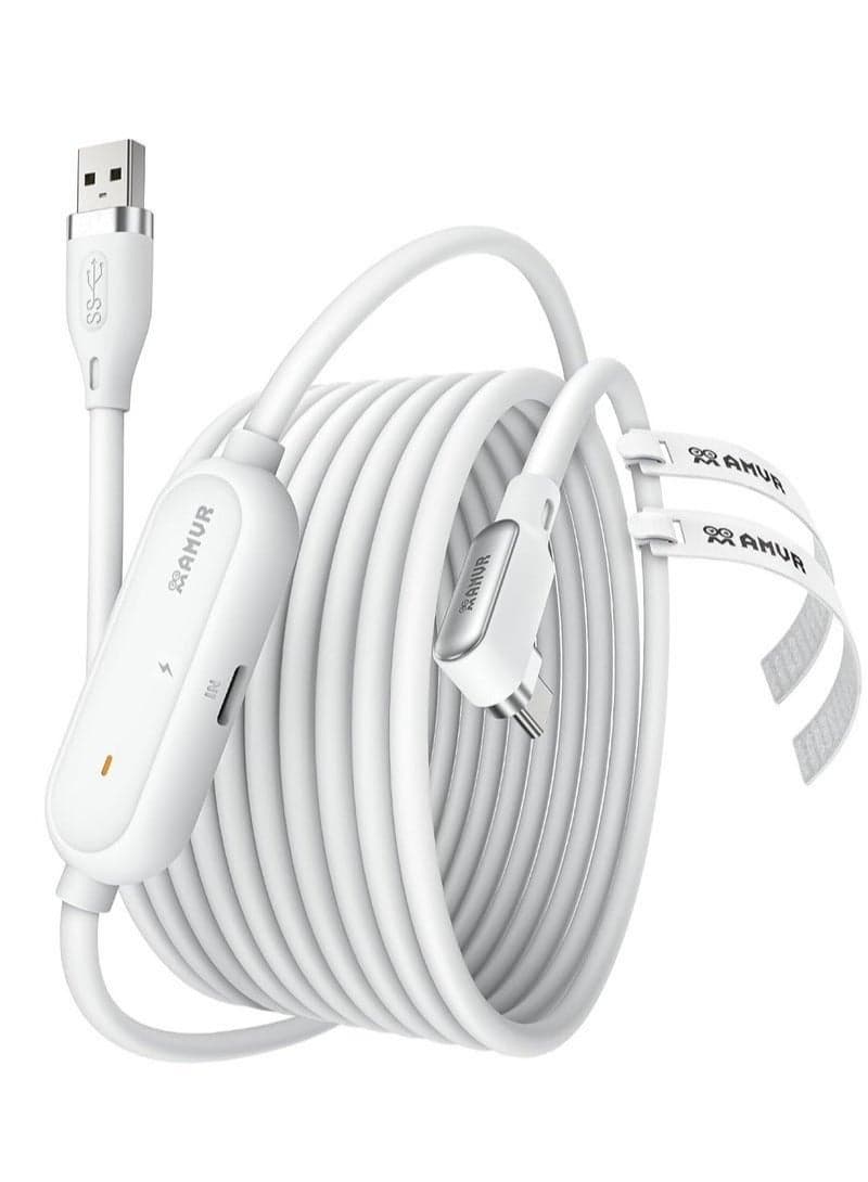 meta quest 3 Link Cable 16FT(5M) Charging Link Cable Compatible with Meta Quest 3/3S/Pico 4 - Data Line with Separate Fast Charging Port, High-Speed Max 5Gbps Transfer to PCVR/SteamVR, Play While Charger