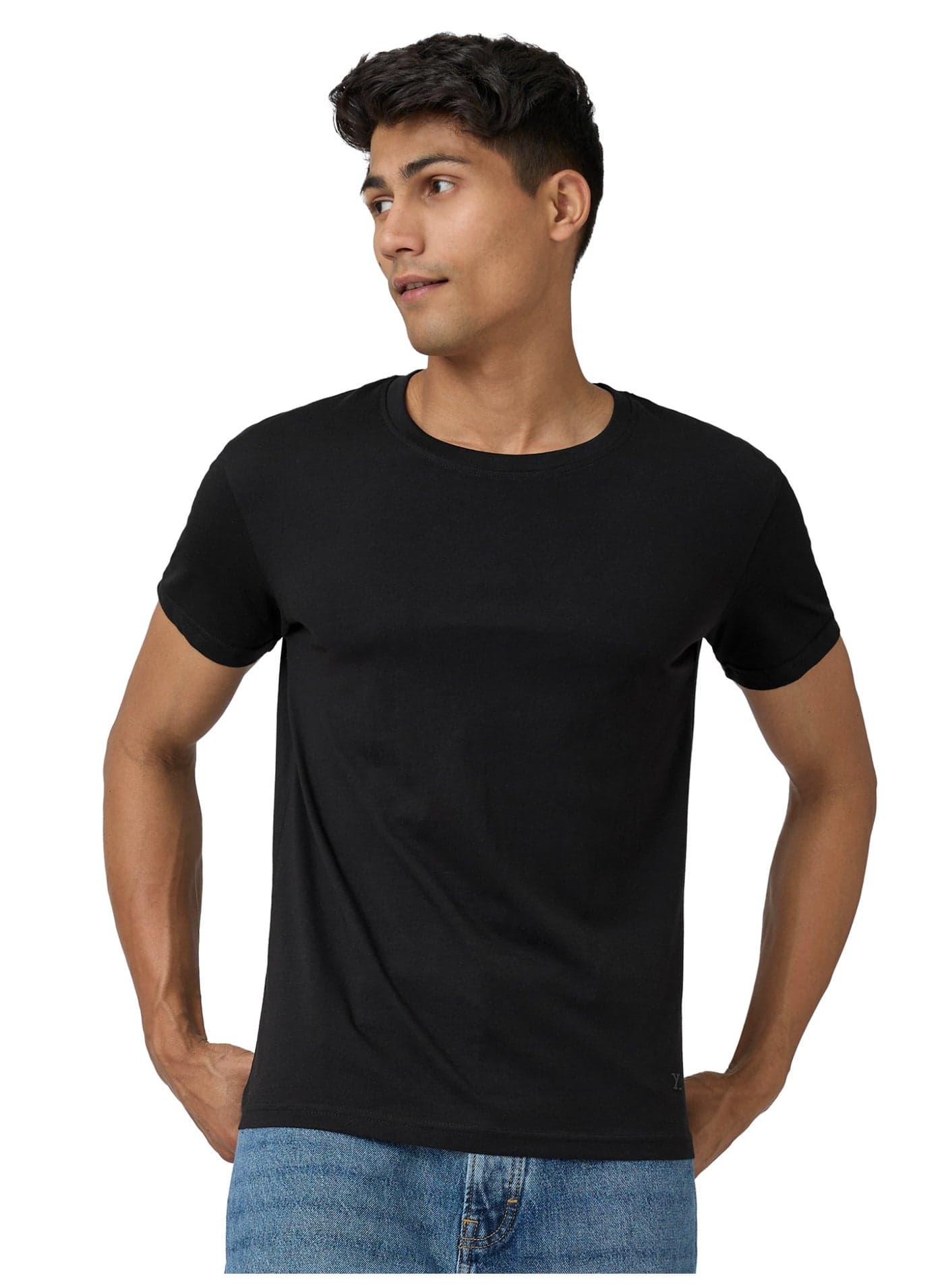 Men's Super Combed Cotton Regular Fit Pace Crew Neck Half Sleeve T-Shirt Black