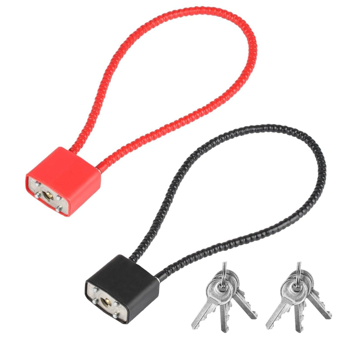 Steel Wire Rope Padlock Cable – 2 Pieces, Black + Red, Total Length 28cm, for Bike, Locker