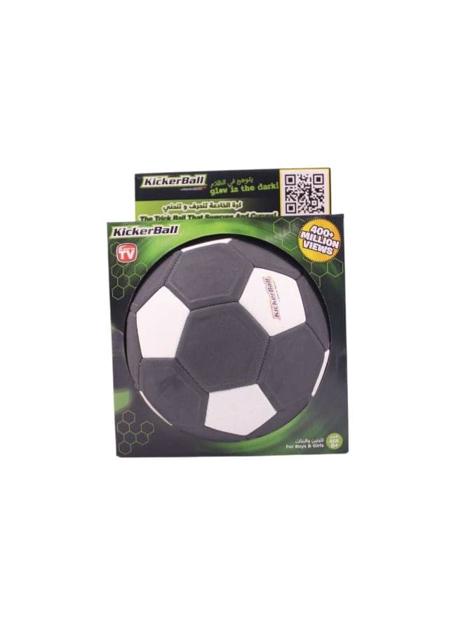 KickerBall Glow-in-the-Dark Curve and Swerve Soccer Ball (Size 4, Black/White)