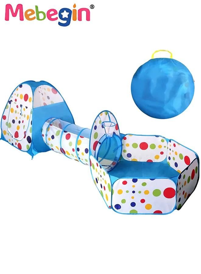 3PCS Kids Ball Pits for Toddlers with Play Tent and Baby Tunnel, Fun Foldable Playhouse with Storage Bag, 3 in 1 Connection Design Between Tent, Crawling Tunnel and Ball Pit, Suitable for Backyards, Kids' Parties, Playrooms and Daily Activities(Not Included Balls)