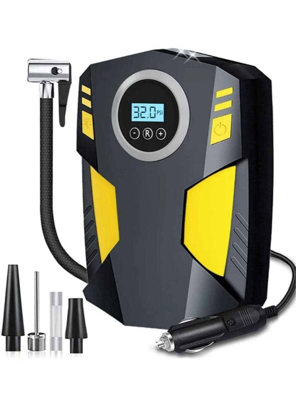 12V Digital Car Tire Inflator 🚗 Auto Shut-Off Portable Air Compressor Pump with LED Light for Cars, Bikes, Motorcycles & Balls