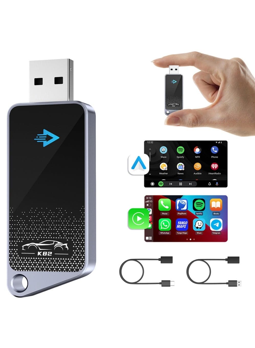 Wireless CarPlay Adapter for iPhone (Plug & Play, No Delay) – 5.8GHz Wi-Fi & Bluetooth 5.3, Compact Metal Design, Compatible with 2016+ Cars – Fast Auto-Pairing,Stable Control & No Delay