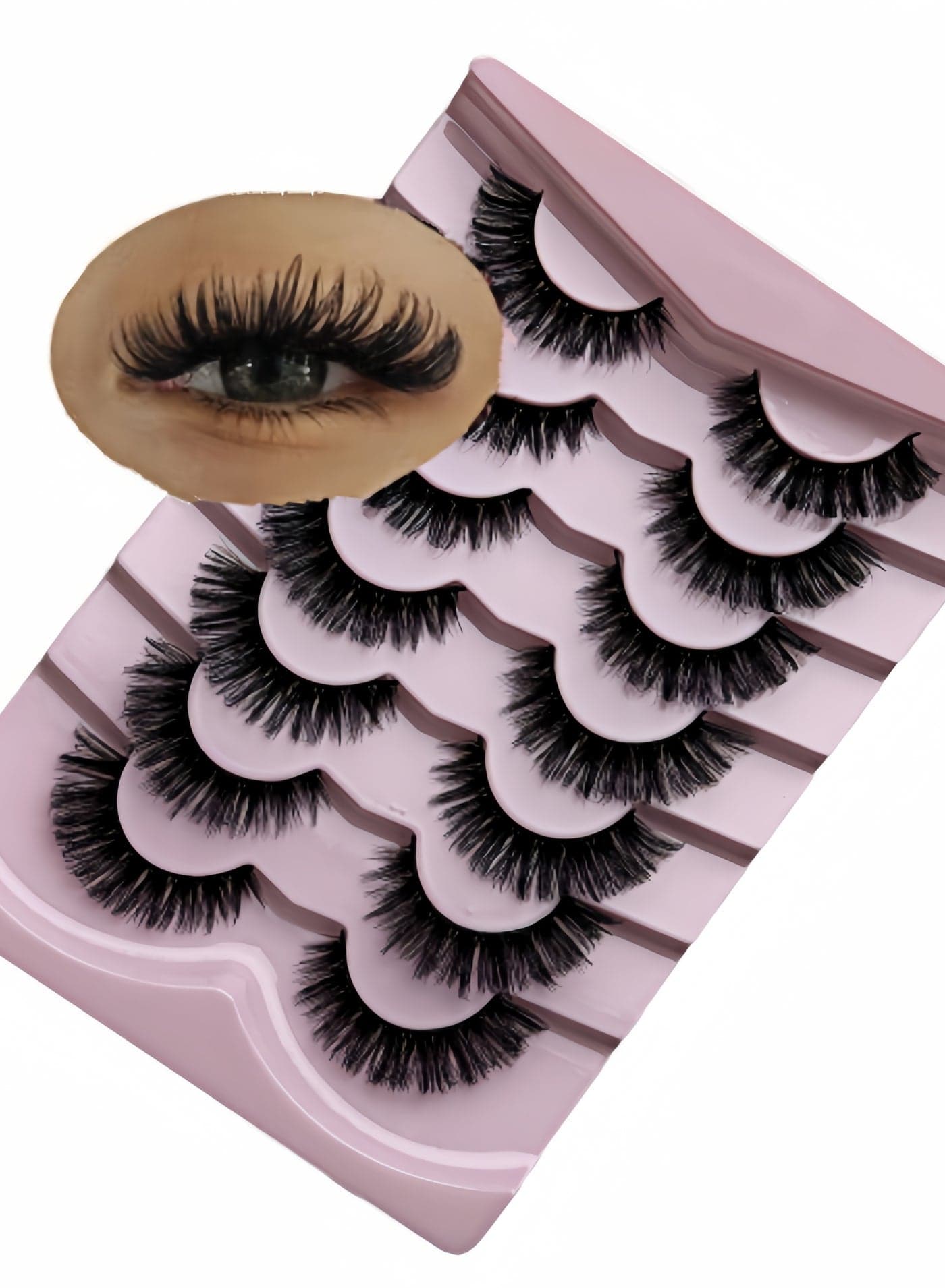 (7 Pairs) Soft Curly False Eyelashes Reusable Fluffy False Eyelashes 5D Curl for Makeup