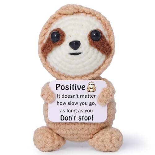 OkiyiD Emotional Support Crochet Positive Sloth Gifts Handmade Stuffed Animal with Positive Affirmation Card Desk Decor Office Gift for Women Friends