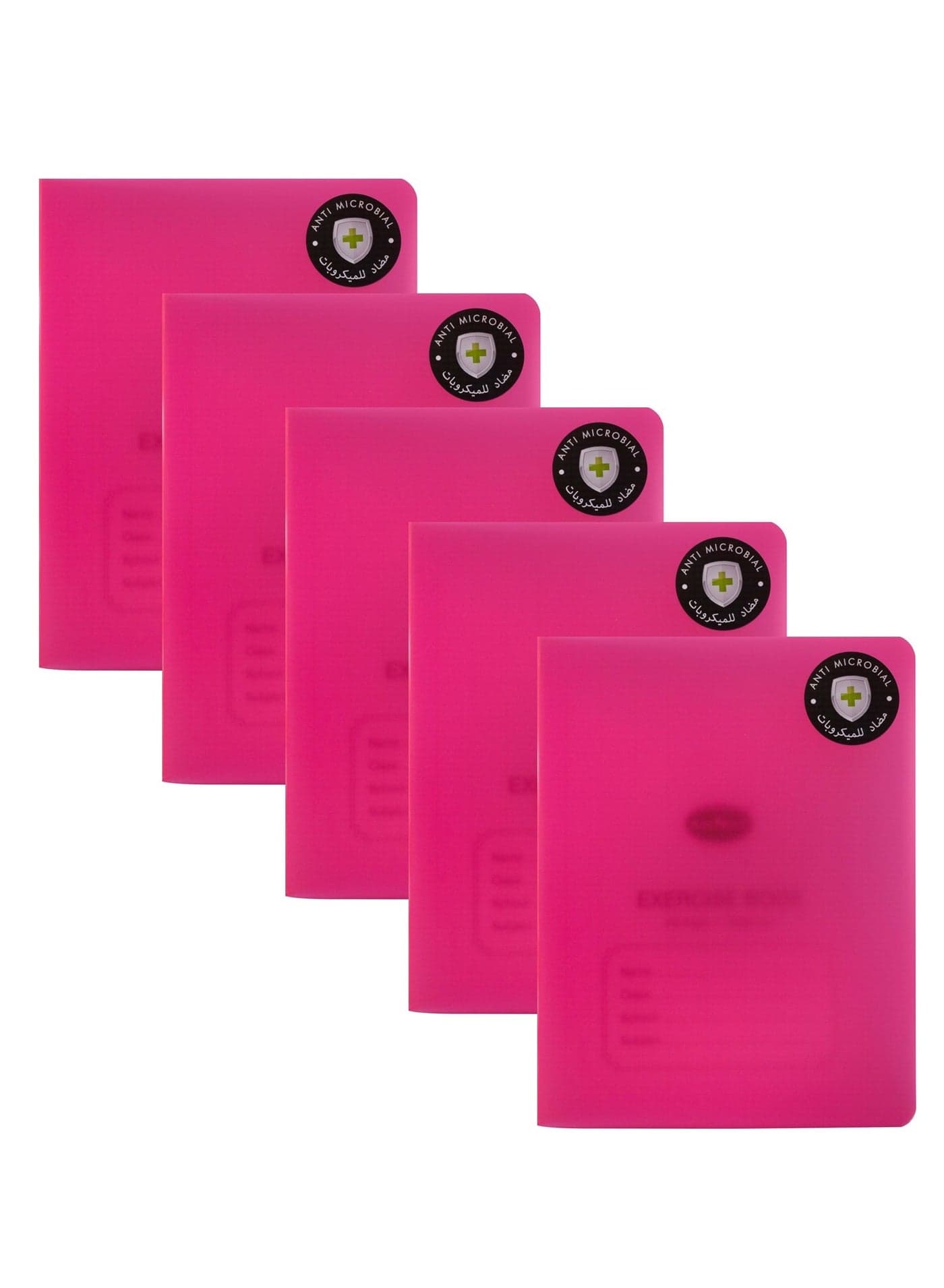 5-Piece 200-Page A5 Single Line Exercise Book With Pink PVC Cover
