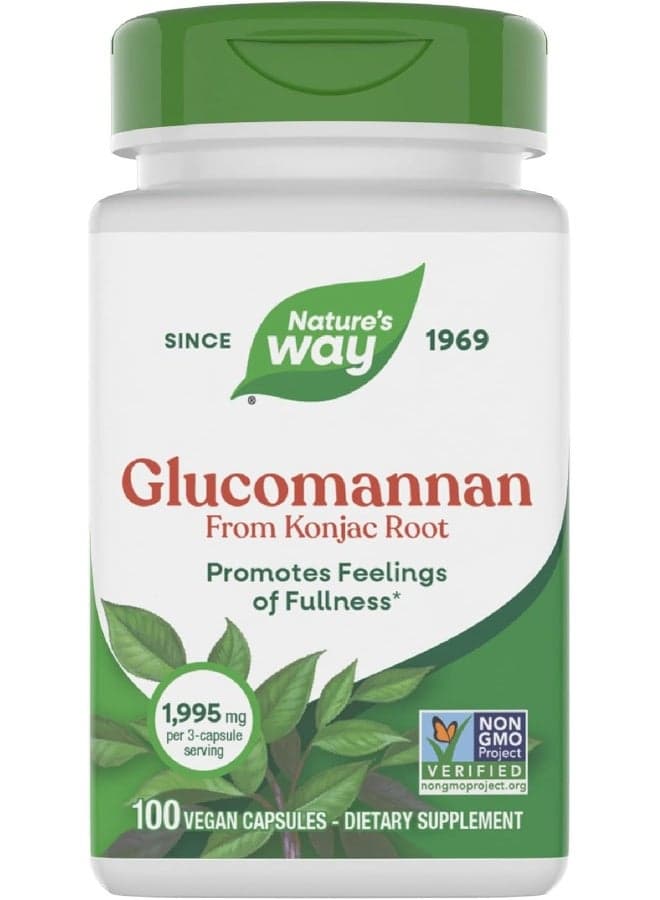 Glucomannan from Konjac Root, 1995 mg - 100 Vegan Capsules Packaging May Vary