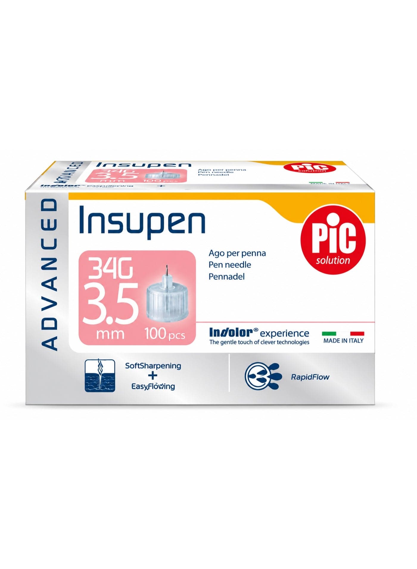 Pic Solution Insupen 34G 3.5mm 100PCS Pen Needles