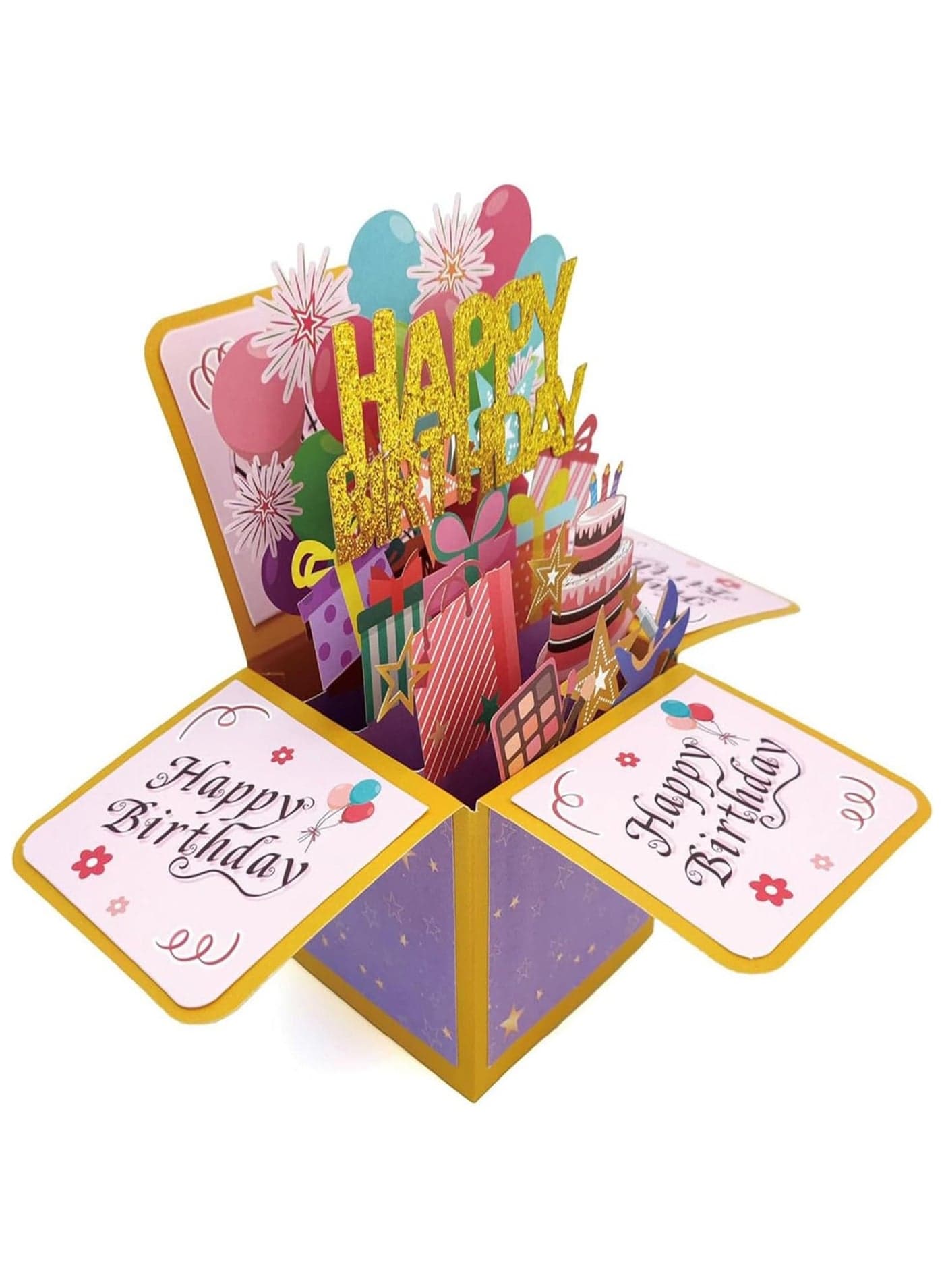 3D Happy Birthday Card, Paper Pop Up Birthday Cards Greeting Cards with Blank Card and Envelope, Unique Birthday Gift for Women Men Kids Husband Wife Mom Dad Daughter