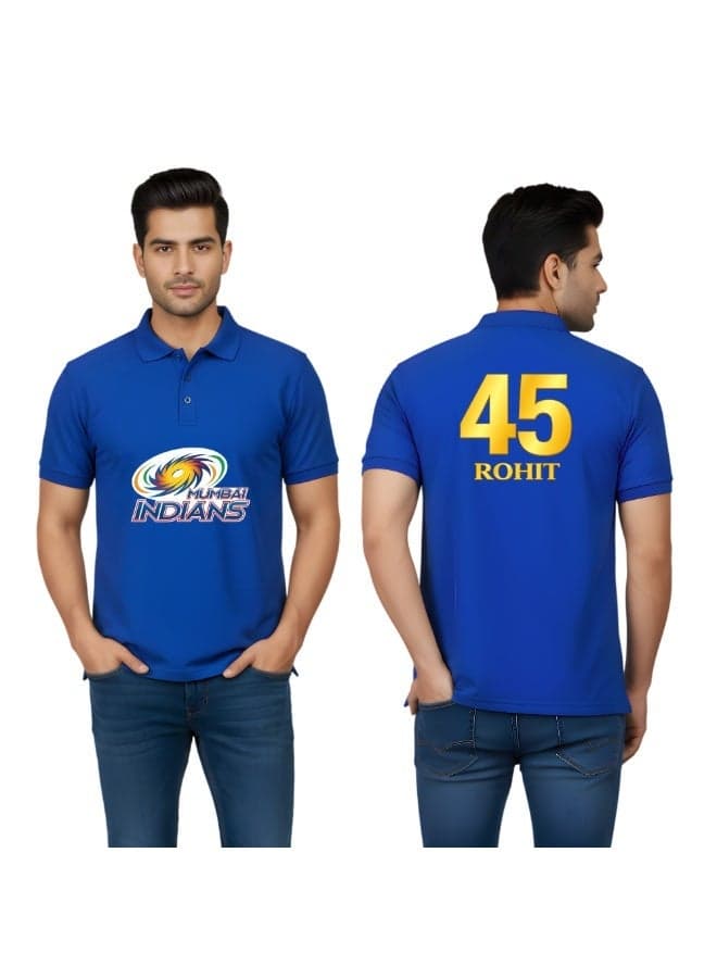 Mumbai Indians Cricket Men's Dry-Fit Polo Neck T-Shirt|Tshirt With Cap|Soft&Breathable Sportswear For Cricket Lovers|Wear It For Games