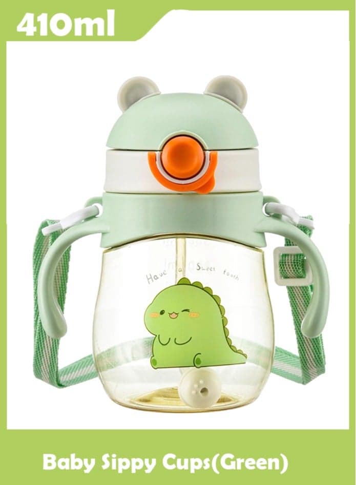 Baby Sippy Cups, Toddlers Sippy Cup for Kids 6+ Months with Silicone Straw, Leak-Proof Beaker with Handles Lanyard Straw Bottle for Babies Learning Cup